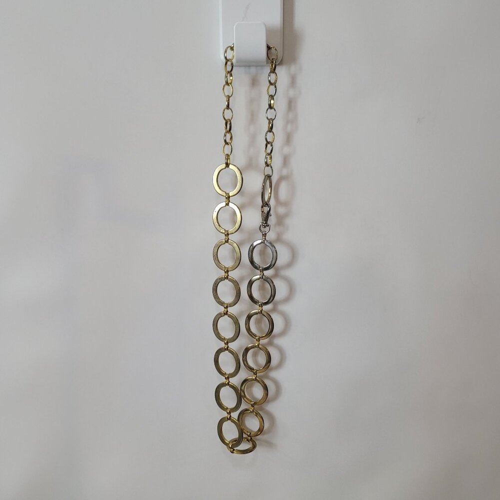 Vintage Gold-Tone Chain Link Belt With Circular Ring Accents & Clip Closure